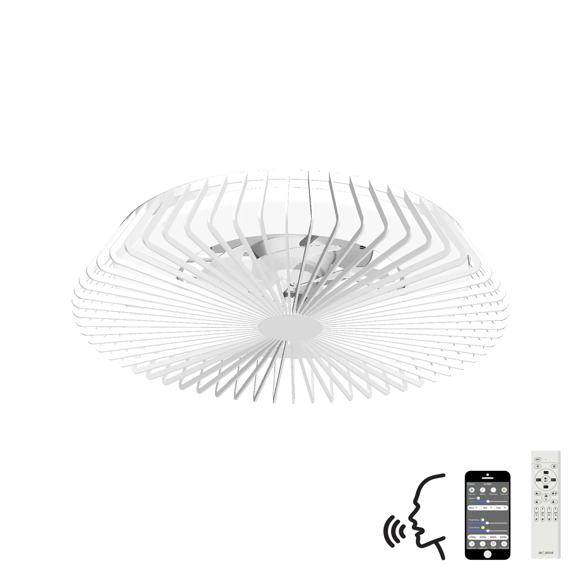 M7120  Himalaya 70W LED Dimmable Ceiling Light & Fan, Remote / APP / Voice Controlled White